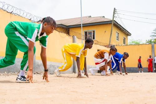 College female students in a race