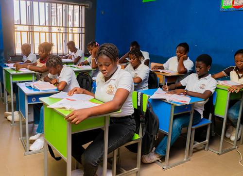 College students studying in the classroom