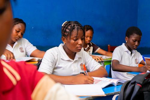 College students studying in the classroom