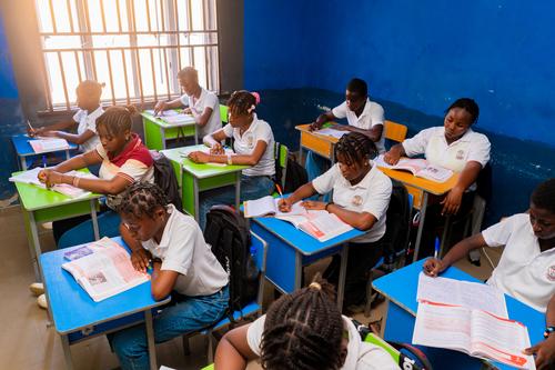 Cross section of college students studying in the classroom