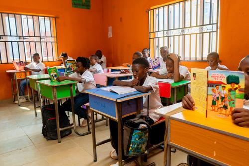 College students studying in the classroom