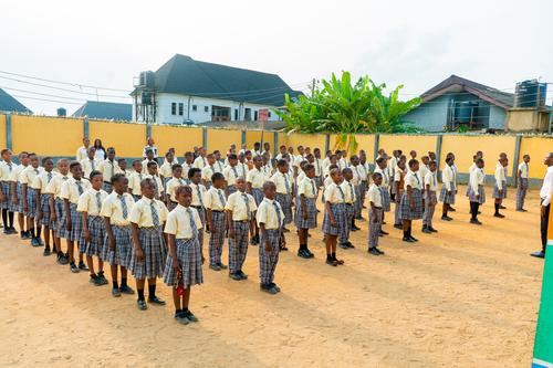 A cross-section of college students on the assembly ground