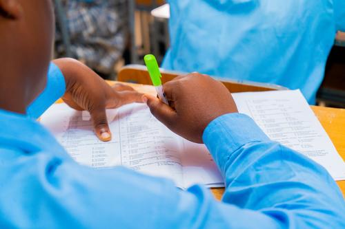 A male college student during a test