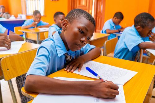 A male college student during a test