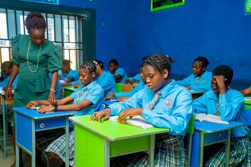 College students taking lessons in the classroom