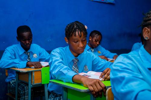 College students reading in the classroom