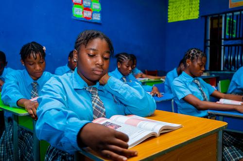 College students reading in the classroom