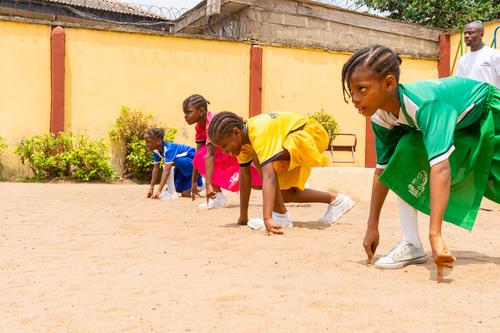 Primary female pupils racing