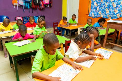 Pupils studying in the classroom