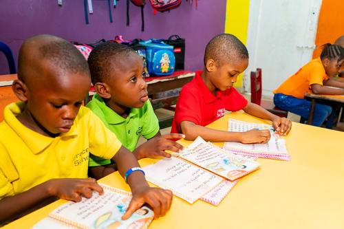 Primary pupils studying in the classroom