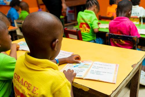 Primary pupils studying in class