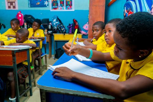 Primary students during a class session